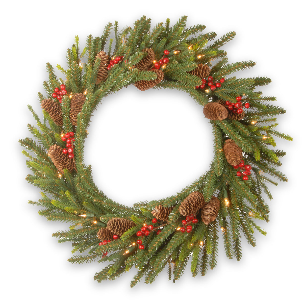 Dorcester Fir Warm White LED 24" Wreath from Roseland Furniture