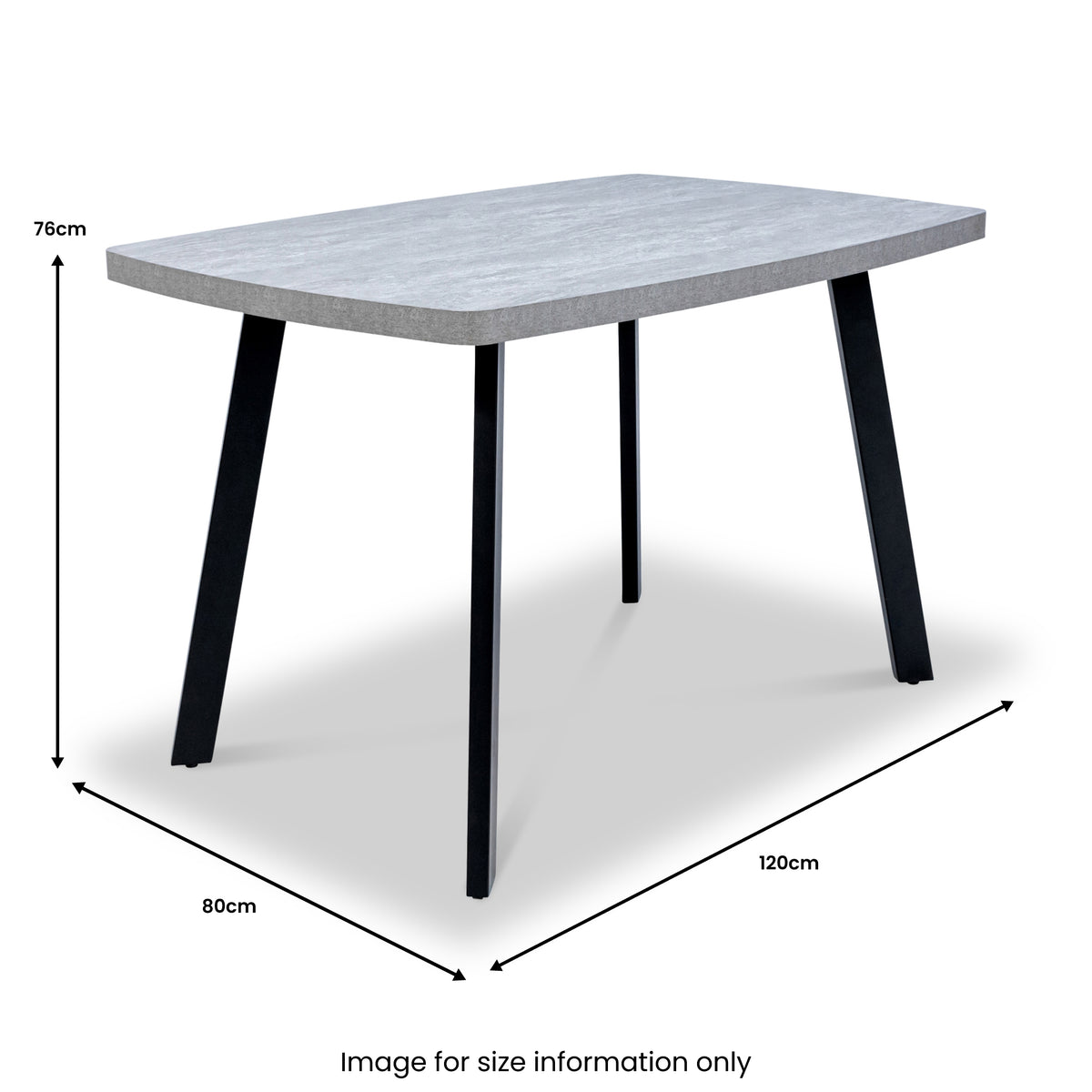 Ciara 120cm Light Grey Dining Table dimensions