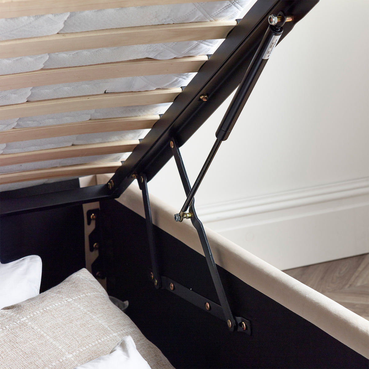 Salisbury Natural Ottoman Storage Bed Frame with lift up storage