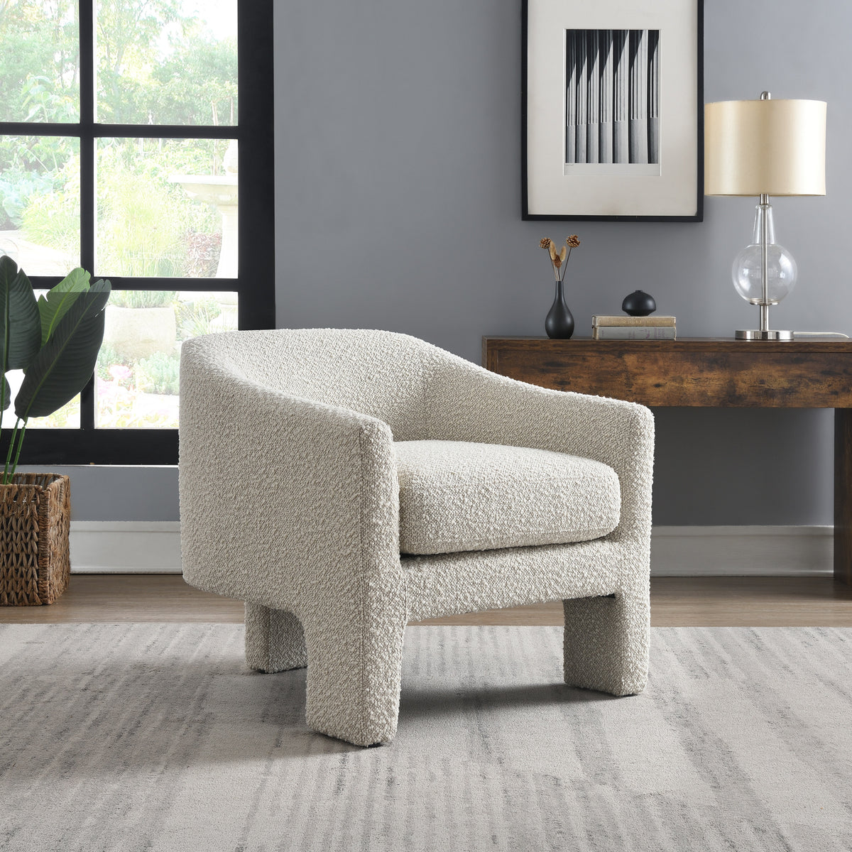 Bronte Boucle Curved Accent Chair from Roseland Furniture