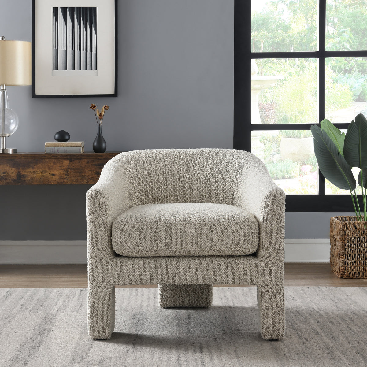 Bronte Boucle Curved Accent Chair from Roseland Furniture