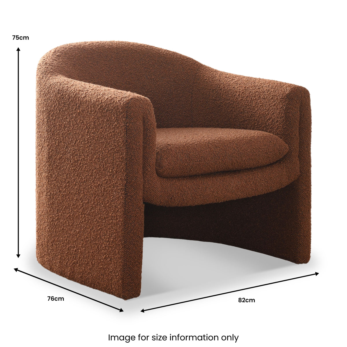 Theon Boucle Curved Accent Chair Rust from Roseland Furniture