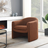 Theon Boucle Curved Accent Chair Rust from Roseland Furniture