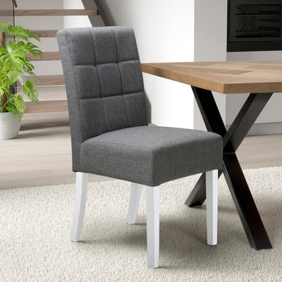 Pryder Faux Linen Dining Chair with White Legs