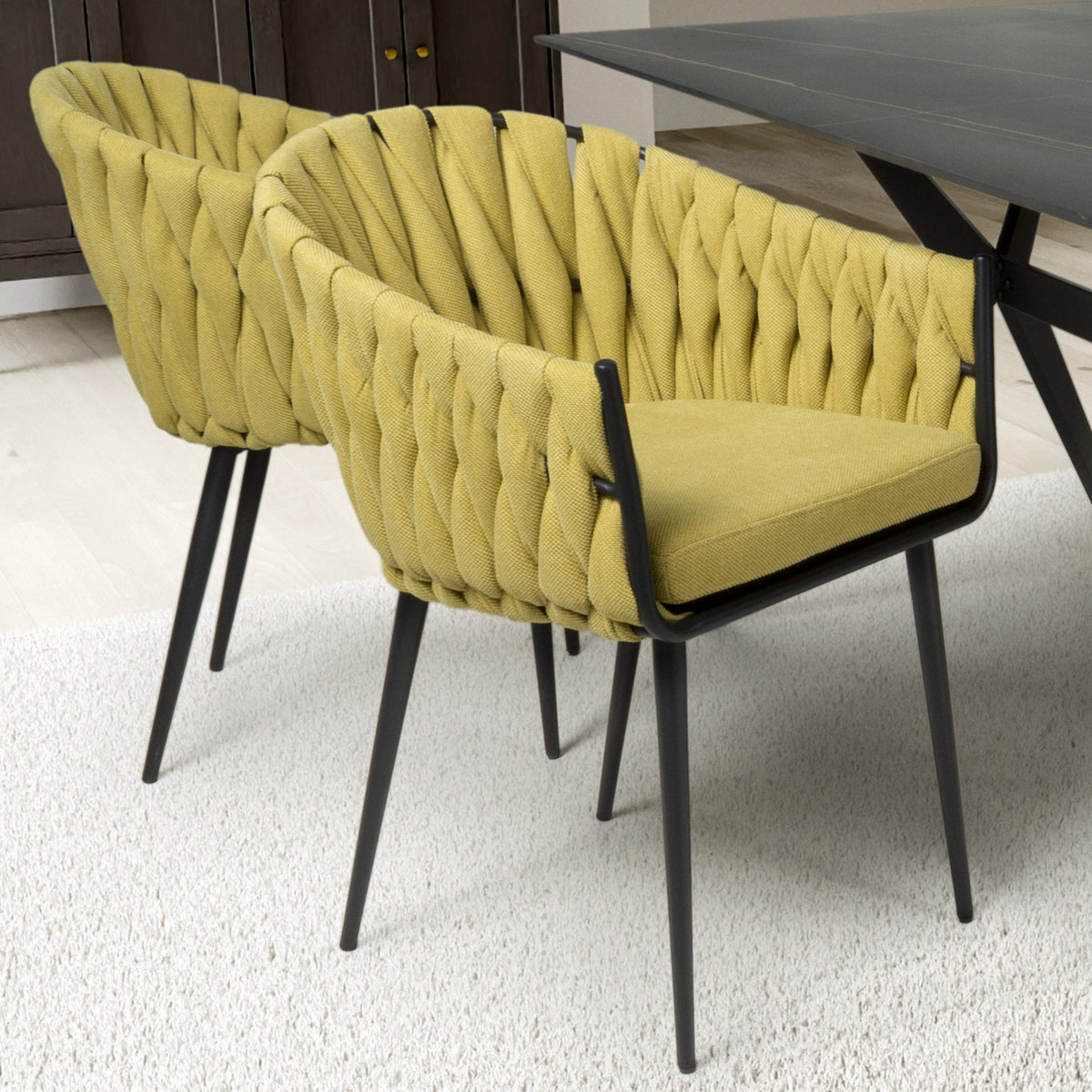 Carys Yellow Braided Accent Chair