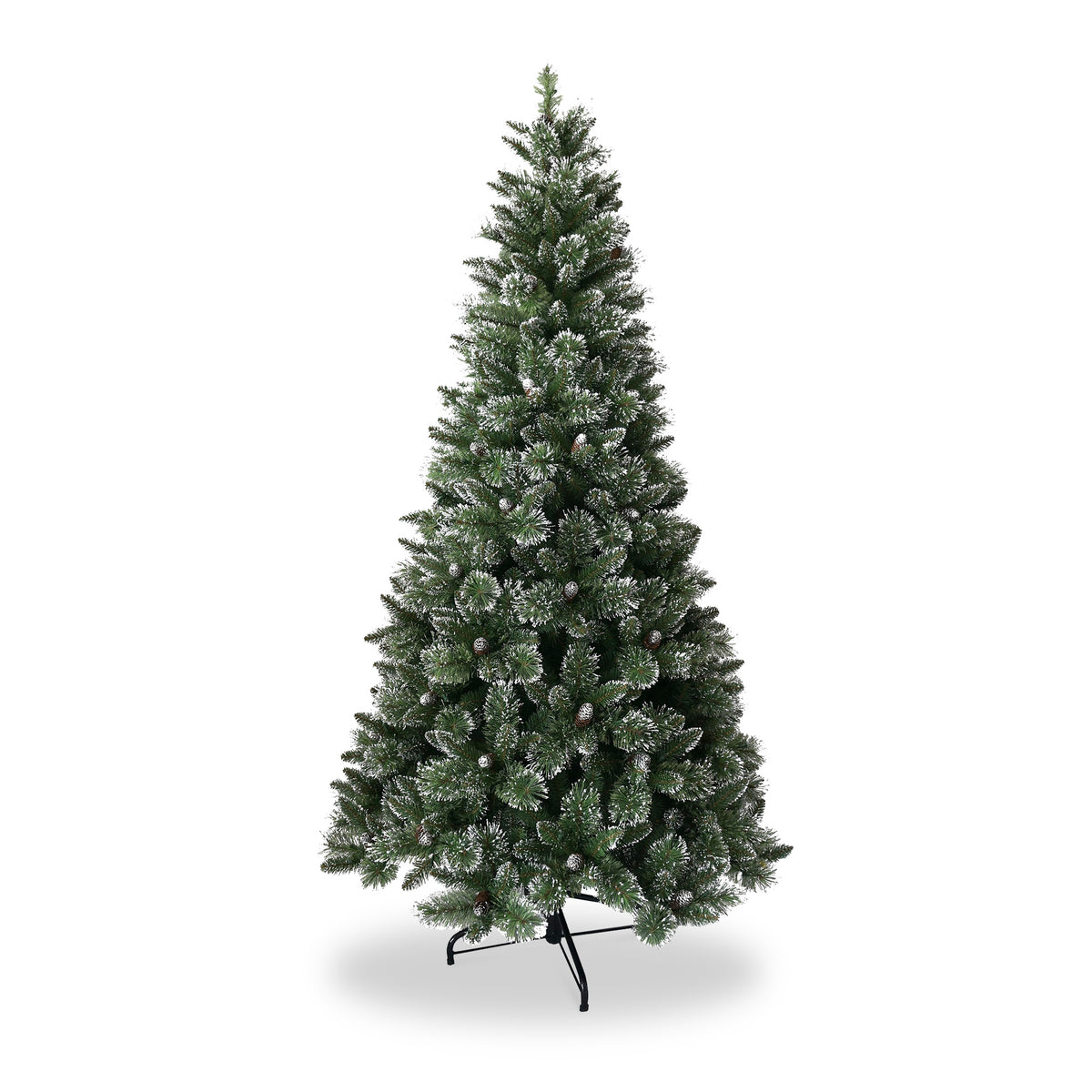 Shimmery Bristle 7ft Christmas Tree with Cones & Silver Glitter from Roseland