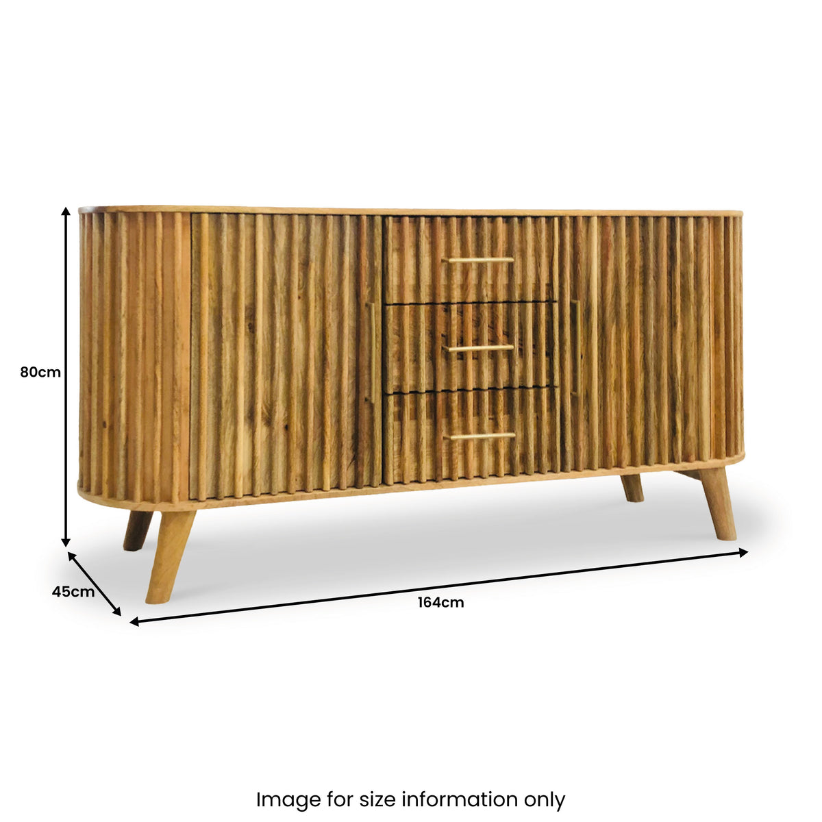 Leo Slatted Mango Wood 2 Door 3 Drawer Sideboard Cabinet