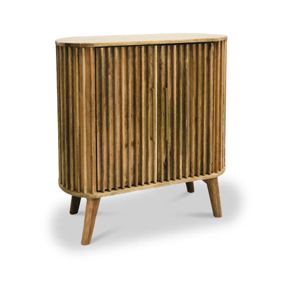 Leo Slatted Mango Wood 2 Door Tall Sideboard