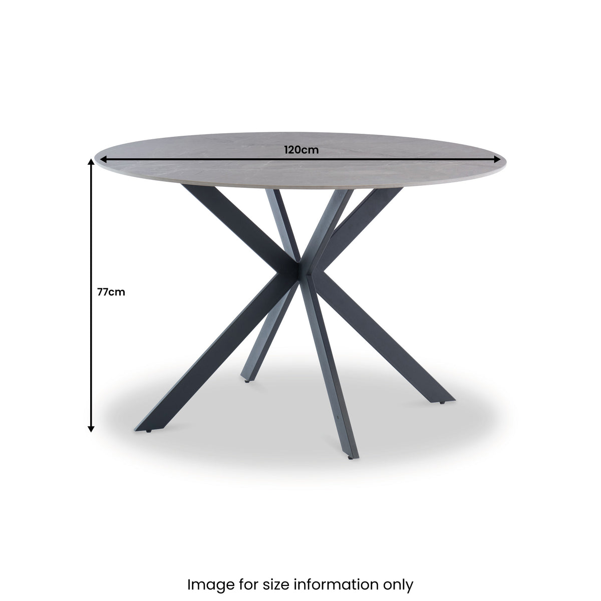 Perry Grey 120cm Sintered Stone Round Dining Table from Roseland Furniture