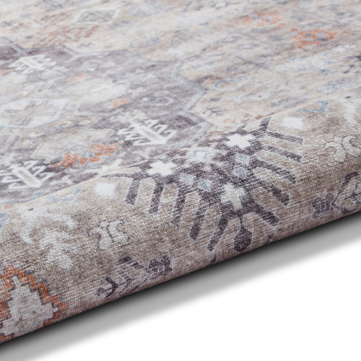 Lincoln Beige Distressed Medallion Rug