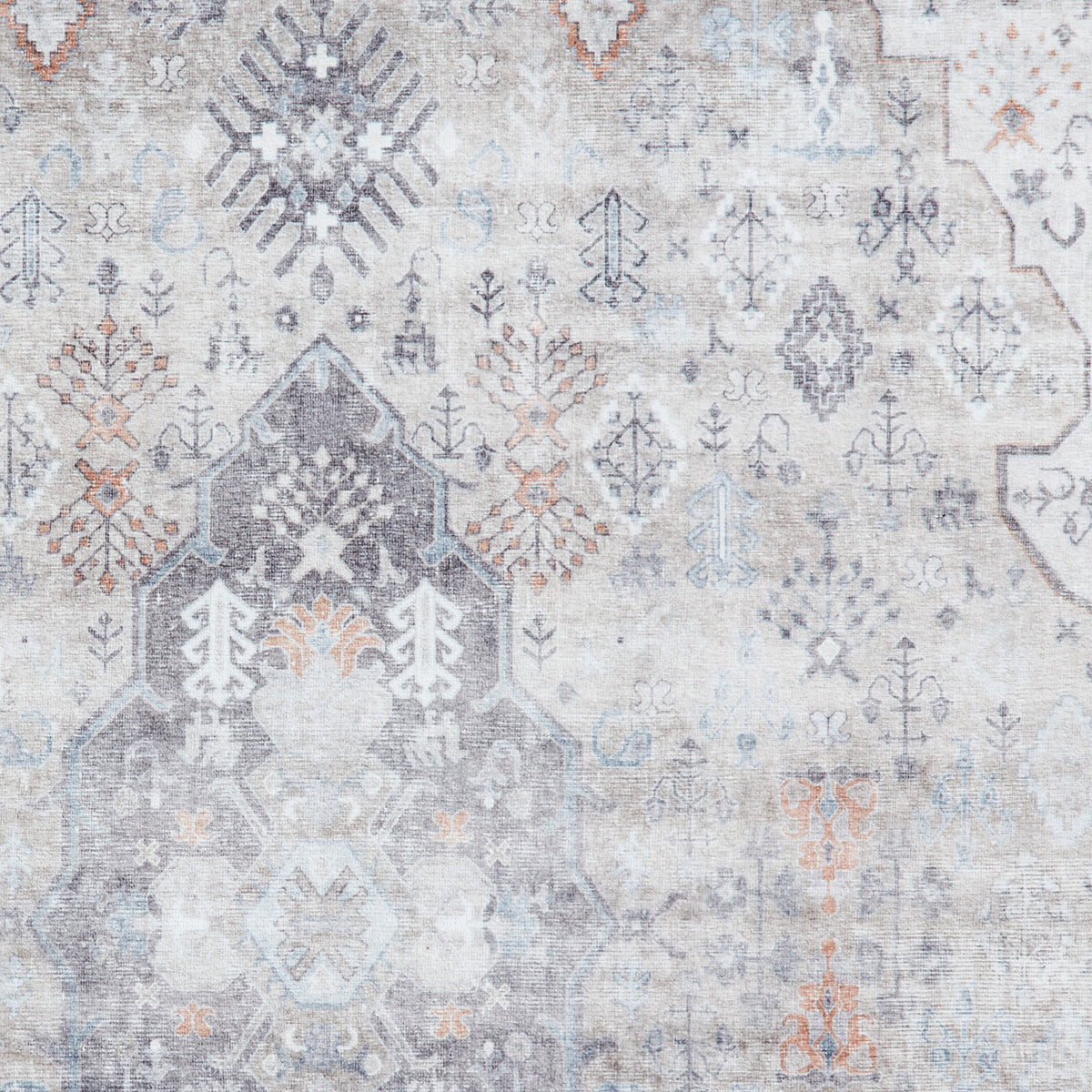 Lincoln Beige Distressed Medallion Rug