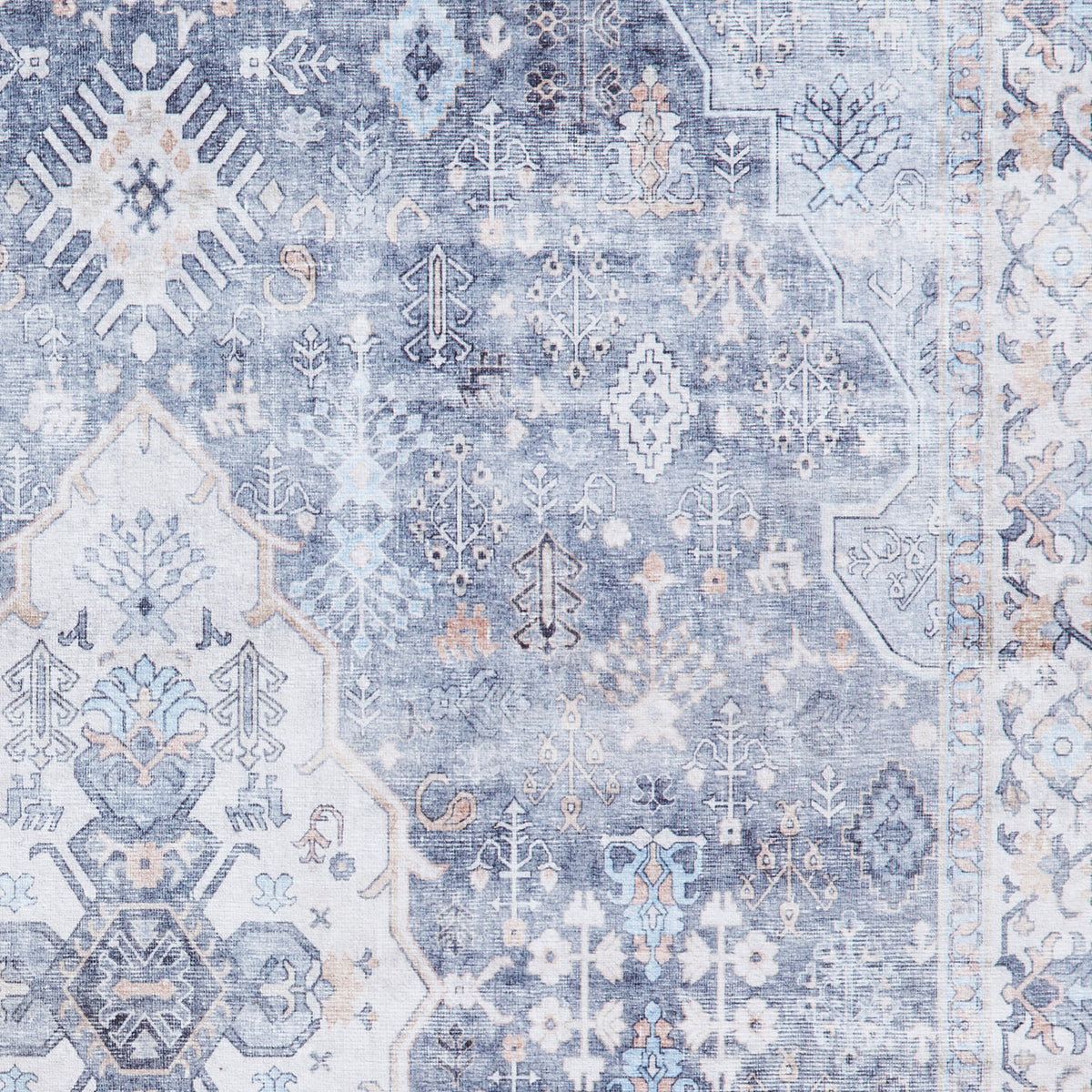 Lincoln Blue Distressed Medallion Rug