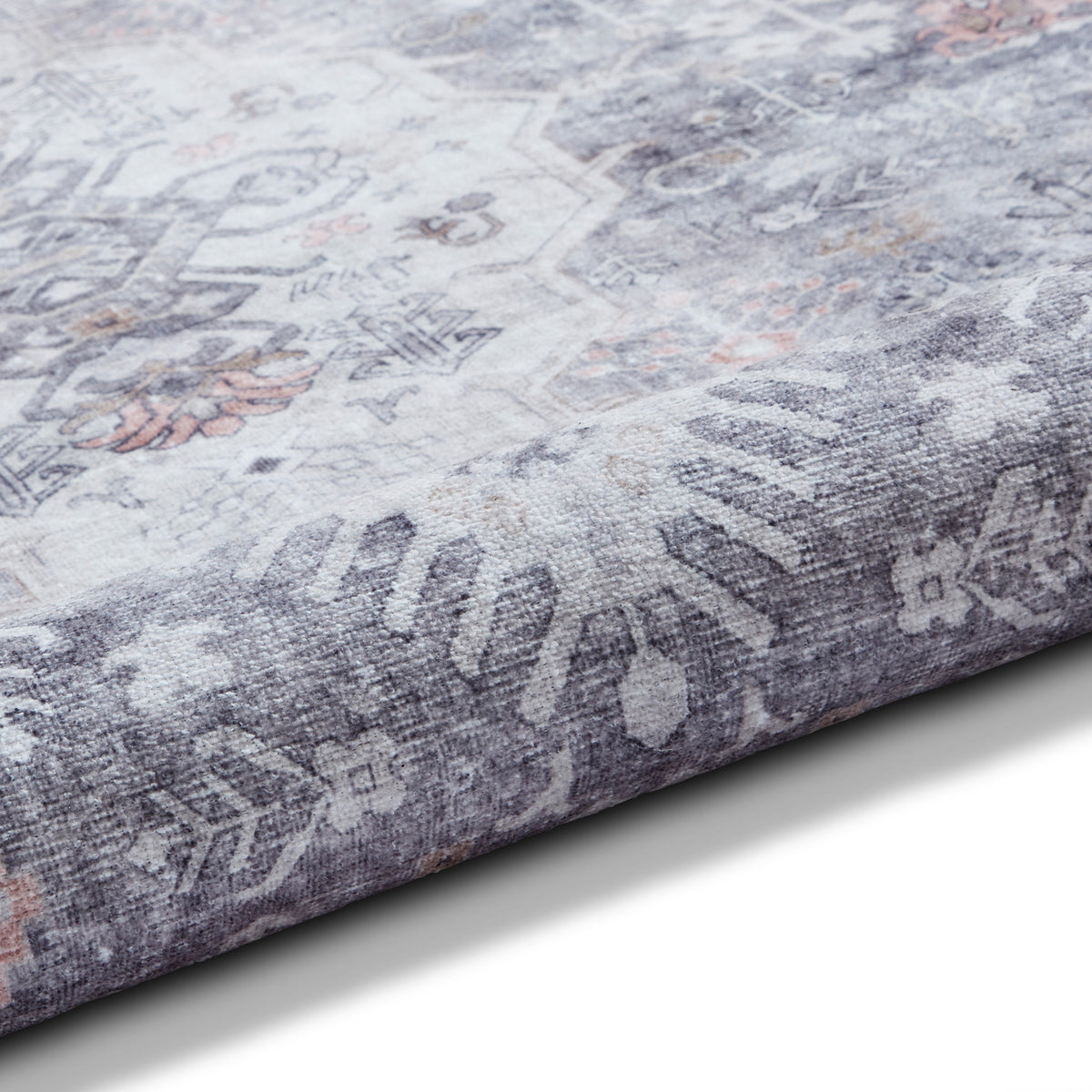 Lincoln Grey Distressed Medallion Rug