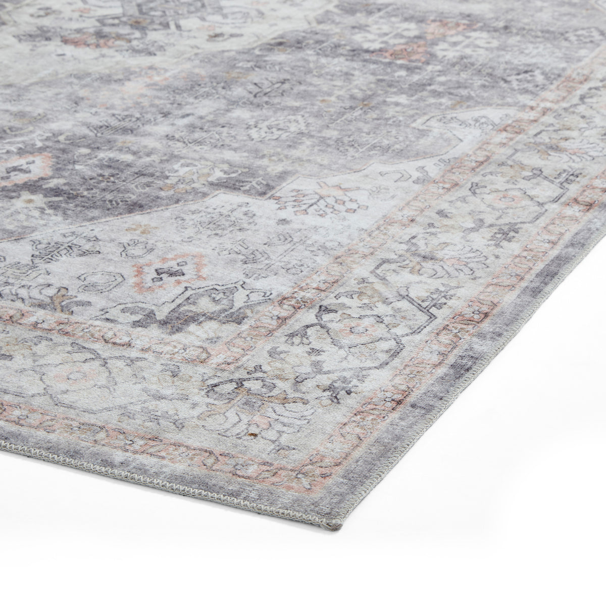 Lincoln Grey Distressed Medallion Rug