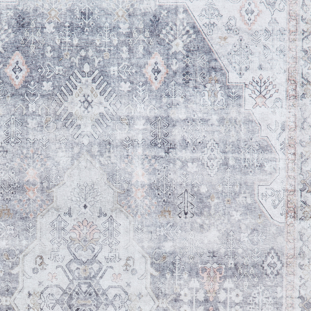 Lincoln Grey Distressed Medallion Rug