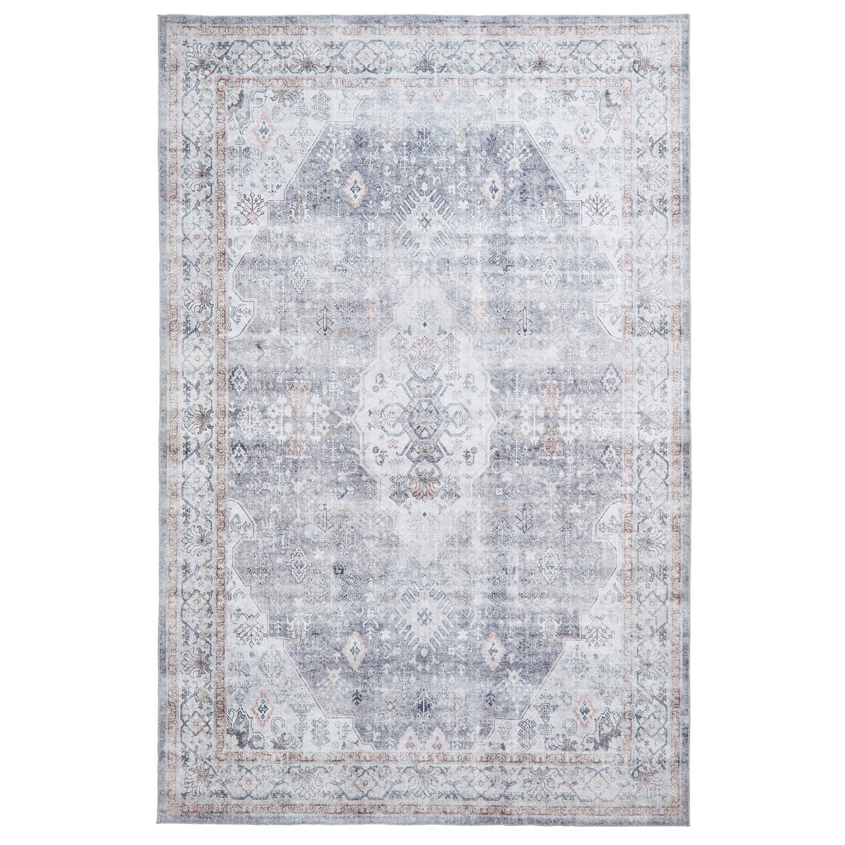 Lincoln Grey Distressed Medallion Rug from Roseland Furniture