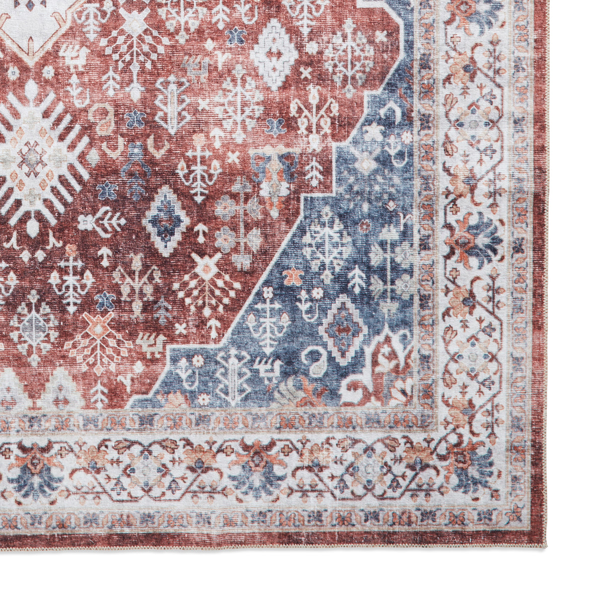 Lincoln Red Distressed Medallion Rug