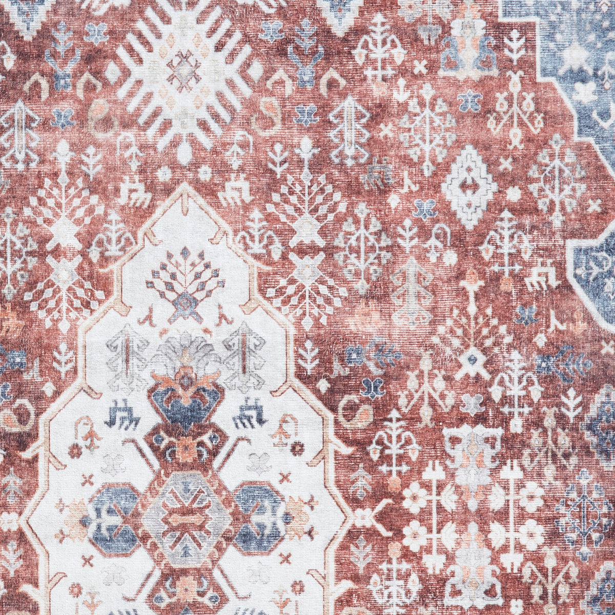 Lincoln Red Distressed Medallion Rug