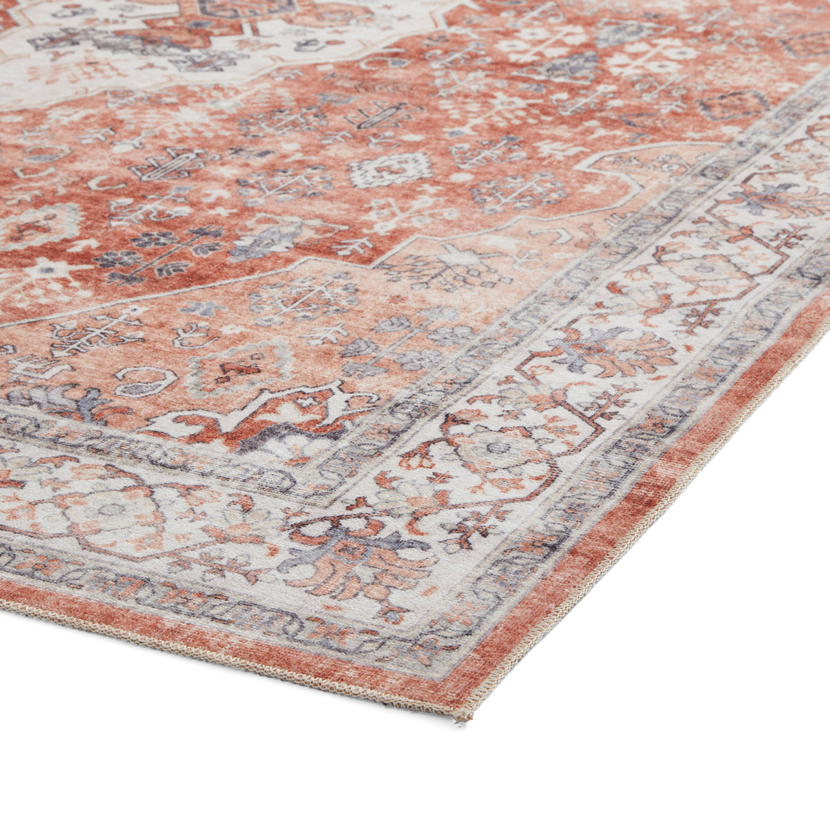 Lincoln Terracotta Distressed Medallion Rug