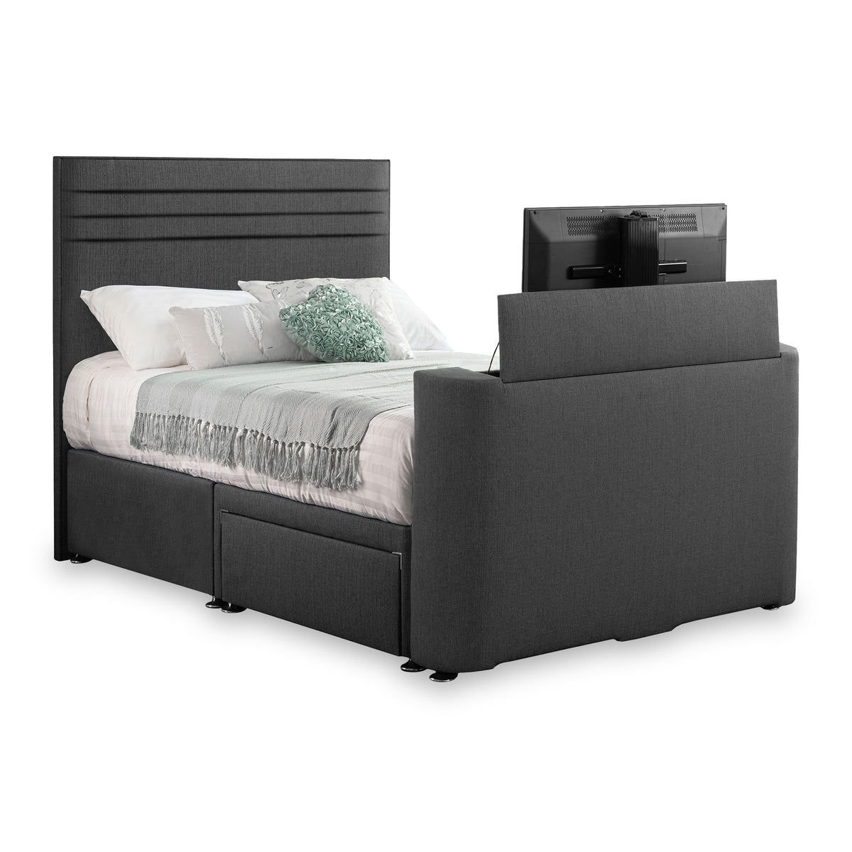 Ryton 2 Drawer Faux Linen TV Bed from Roseland