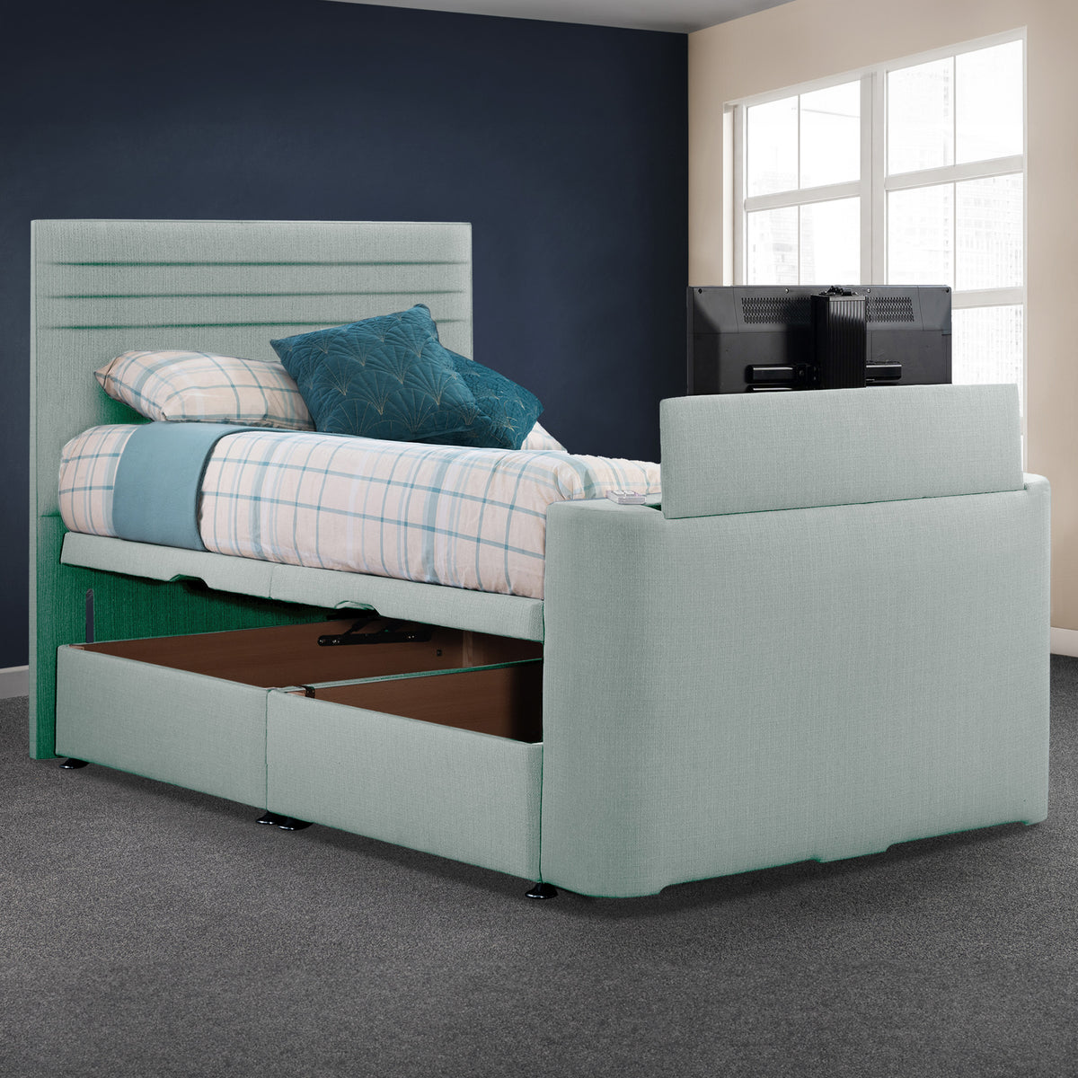 Ryton Faux Linen Ottoman TV Bed from Roseland