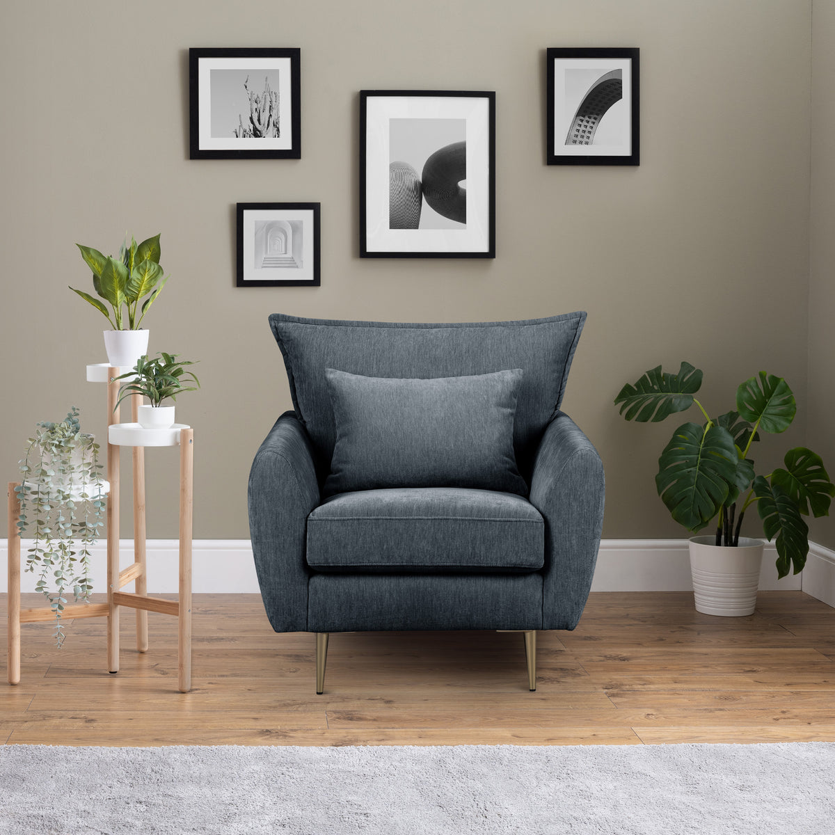 Evelyn Charcoal Grey Armchair for living romo