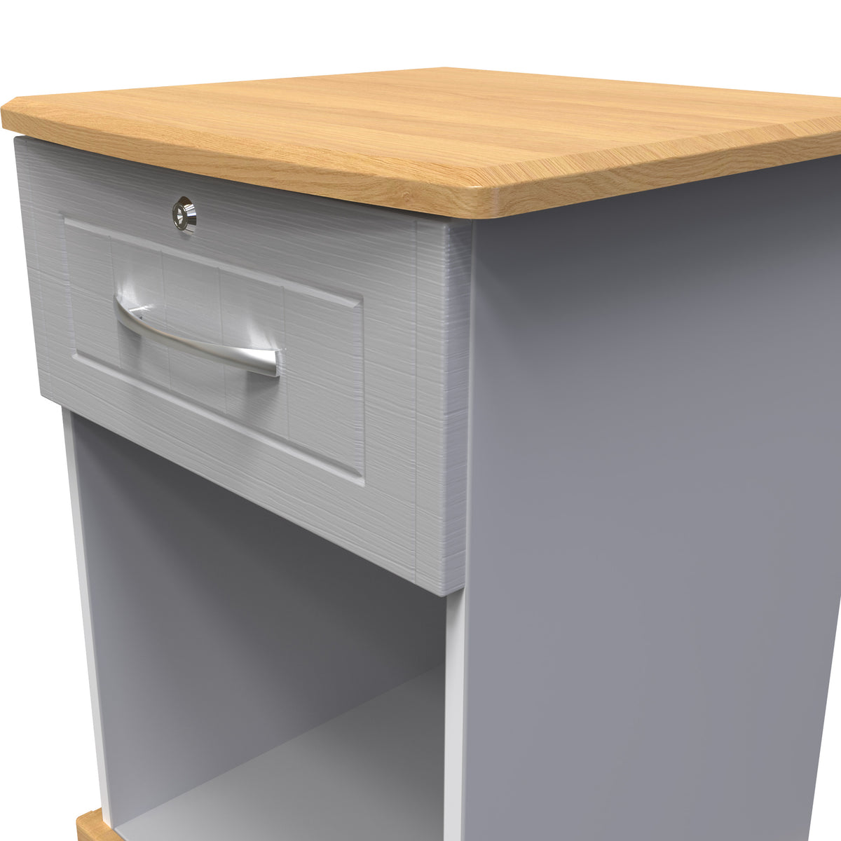 Wickham-open-door-bedside-table-wlock-grey-ash from Roseland Furniture