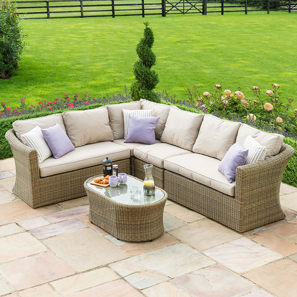 Maze Winchester Large Outdoor Rattan Corner Sofa Group