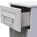 Bellamy Grey Ash wireless charging 3 drawer bedside table from Roseland Furniture