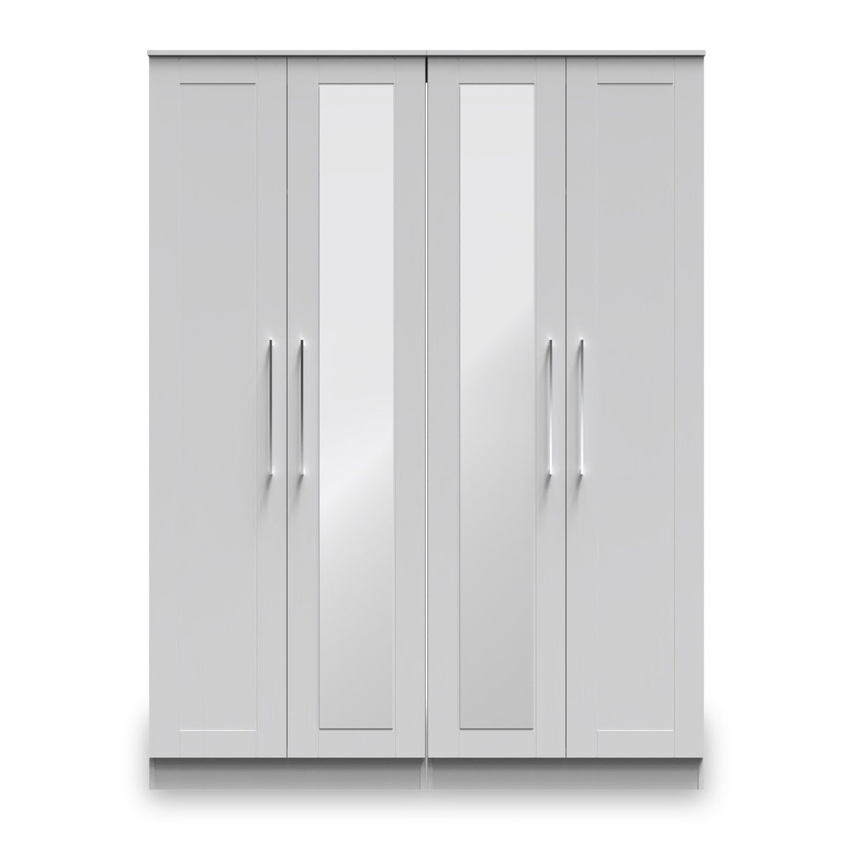 Bellamy Grey Ash Tall 4 Door 2 Central Mirrored Wardrobe from Roseland Furniture