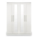 Bellamy White Tall 4 Door 2 Central Mirrored Wardrobe from Roseland Furniture