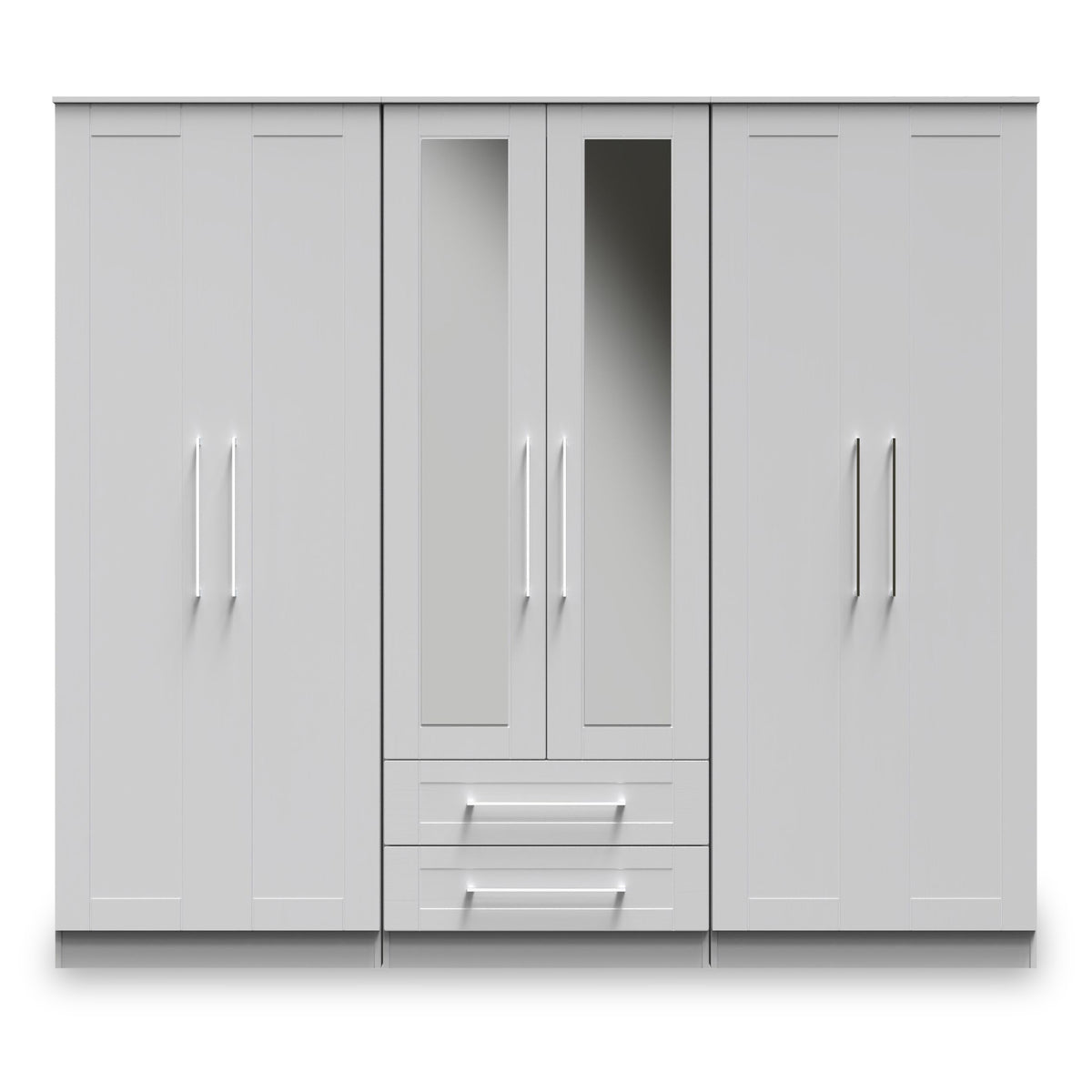 Bellamy Grey Tall 6 Door 2 Drawer with Mirrors Wardrobe by Roseland