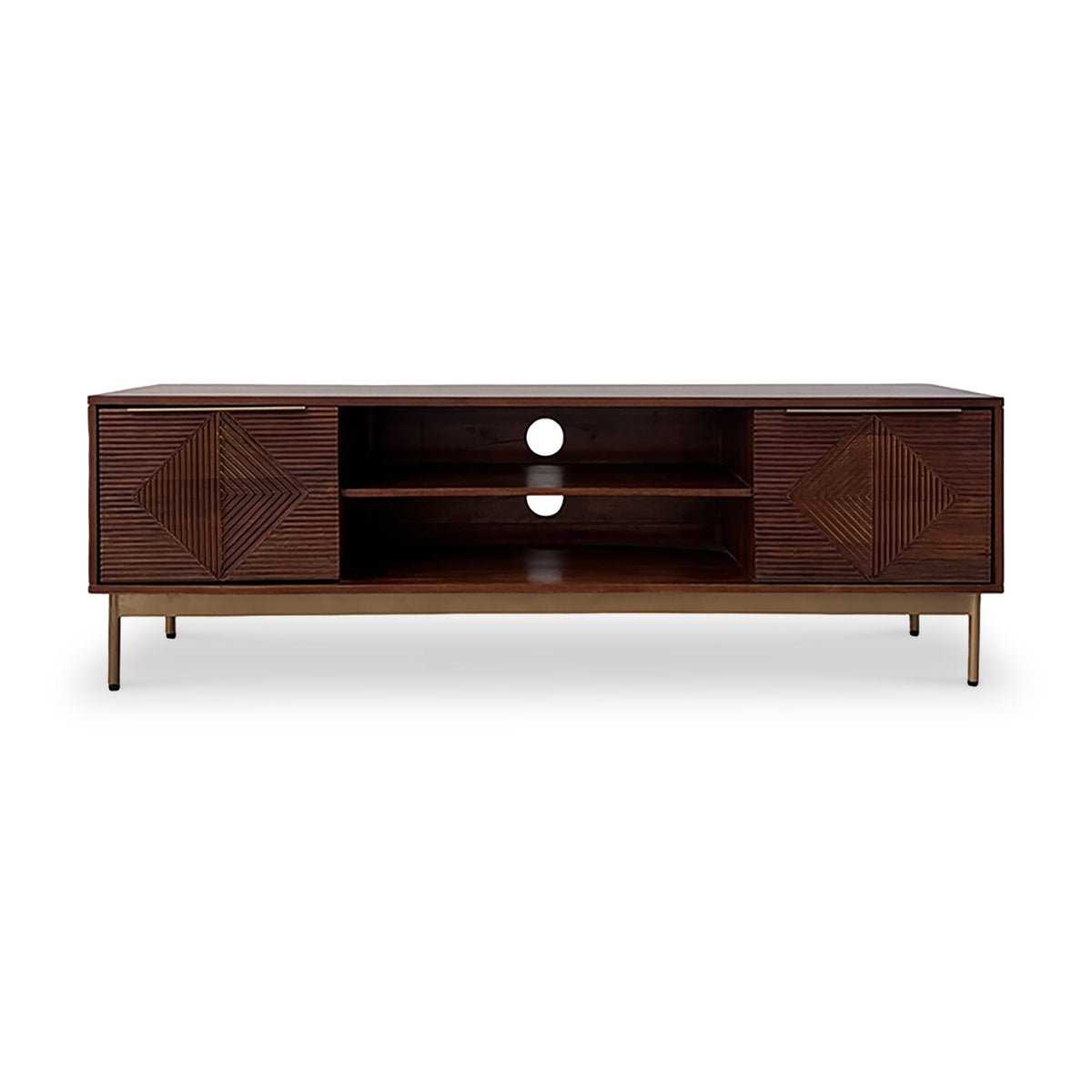 Beau Grooved Mango Wood Large TV Stand