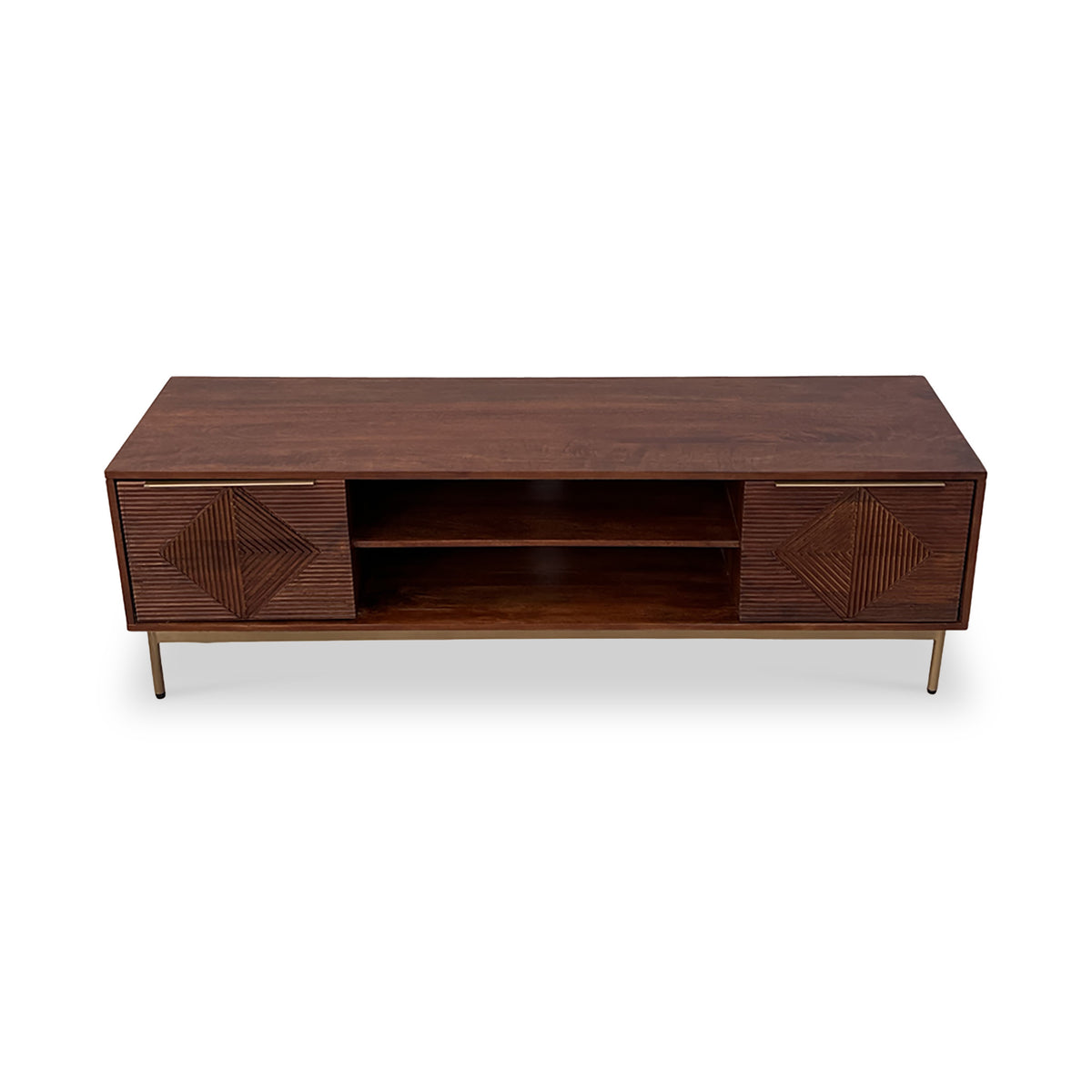 Beau Grooved Mango Wood Large Entertainment Unit