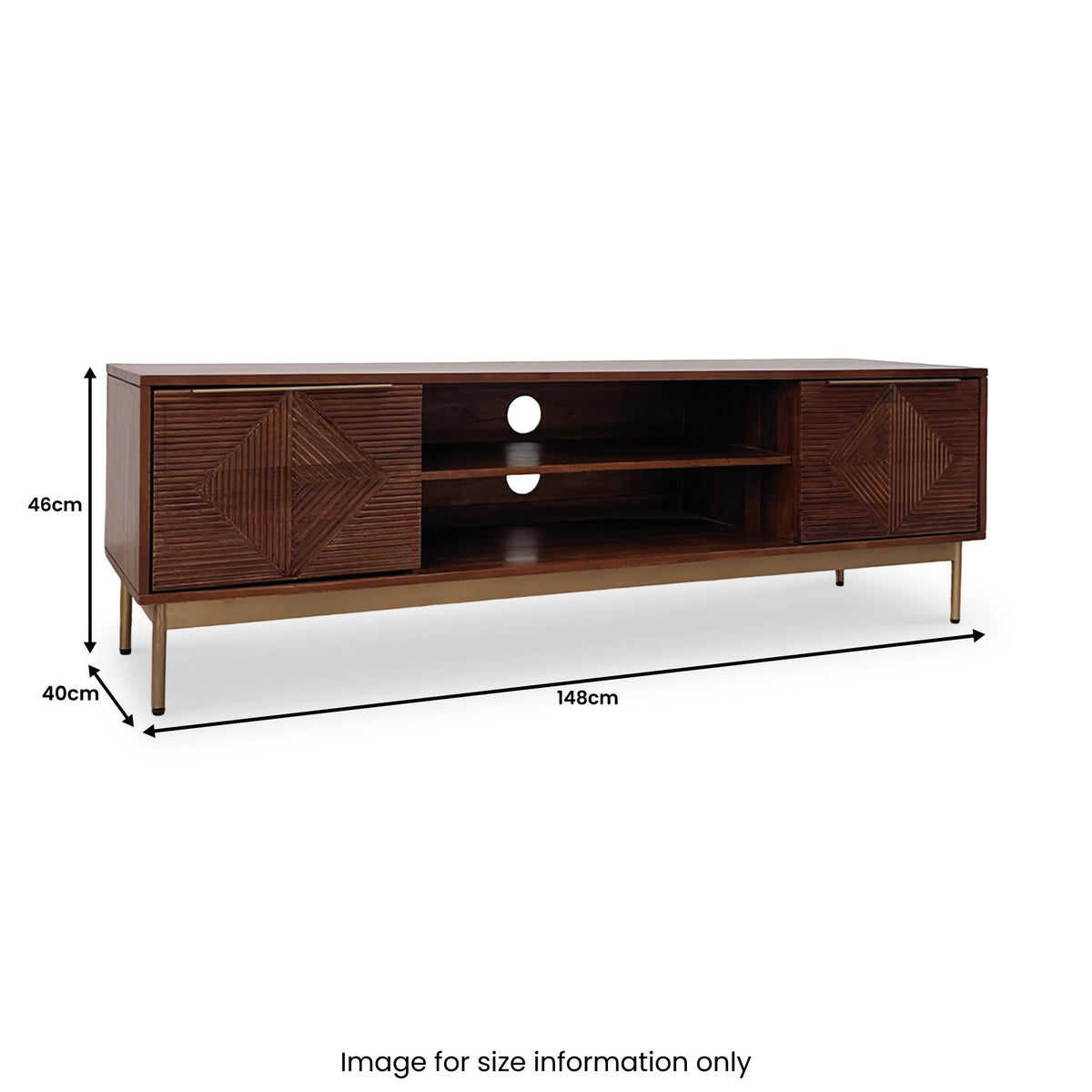 Beau Grooved Mango Wood Large TV Unit