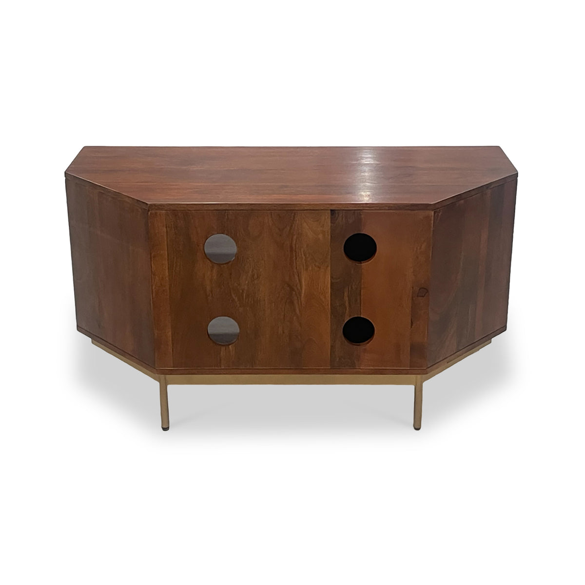 Beau Grooved Mango Wood Corner TV Unit
