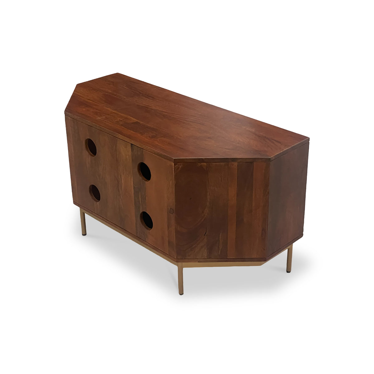 Beau Grooved Mango Wood Corner TV Unit