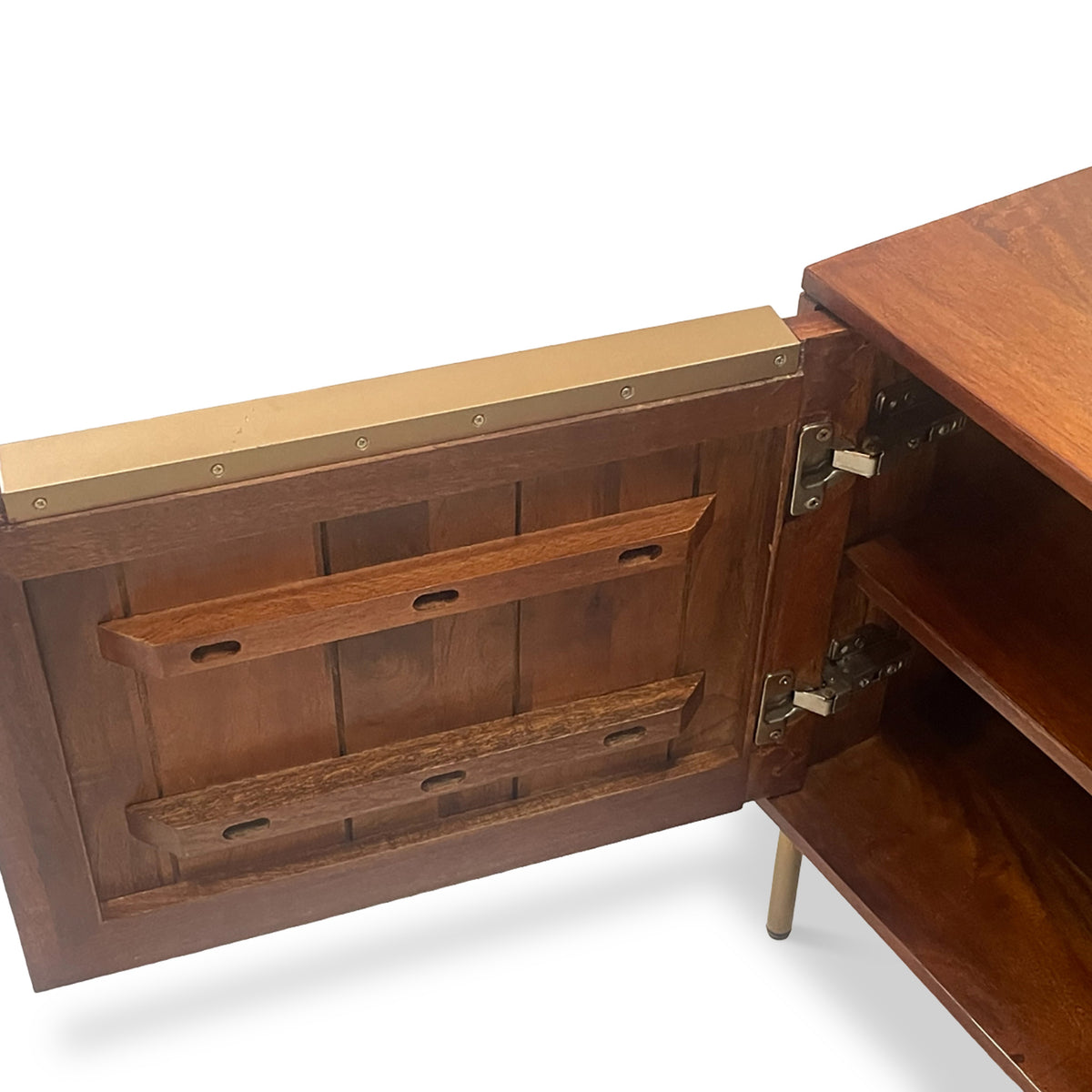 Beau Grooved Mango Wood Corner TV Unit