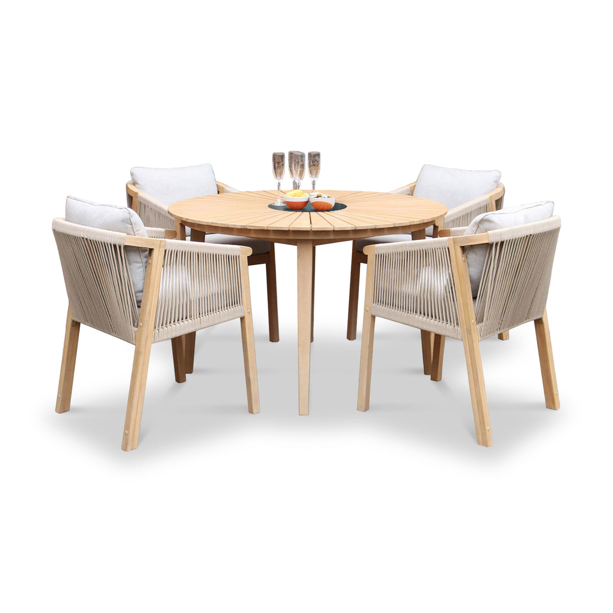 FSC 1 Roma 120cm Round Table 4 Roma Dining Chairs Granite Insert from Roseland Furniture