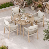FSC 1 Roma 120cm Round Table w 4 Roma Dining Chairs Concrete Insert from Roseland Furniture