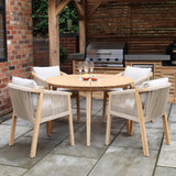 FSC 1 Roma 120cm Round Table w 4 Roma Dining Chairs Concrete Insert from Roseland Furniture