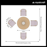 FSC 1 Roma 120cm Round Table w 4 Roma Dining Chairs Concrete Insert from Roseland Furniture