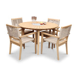 Roma 120cm Round Table 4 Roma Rope Stacking Chairs Concrete Insert from Roseland Furniture
