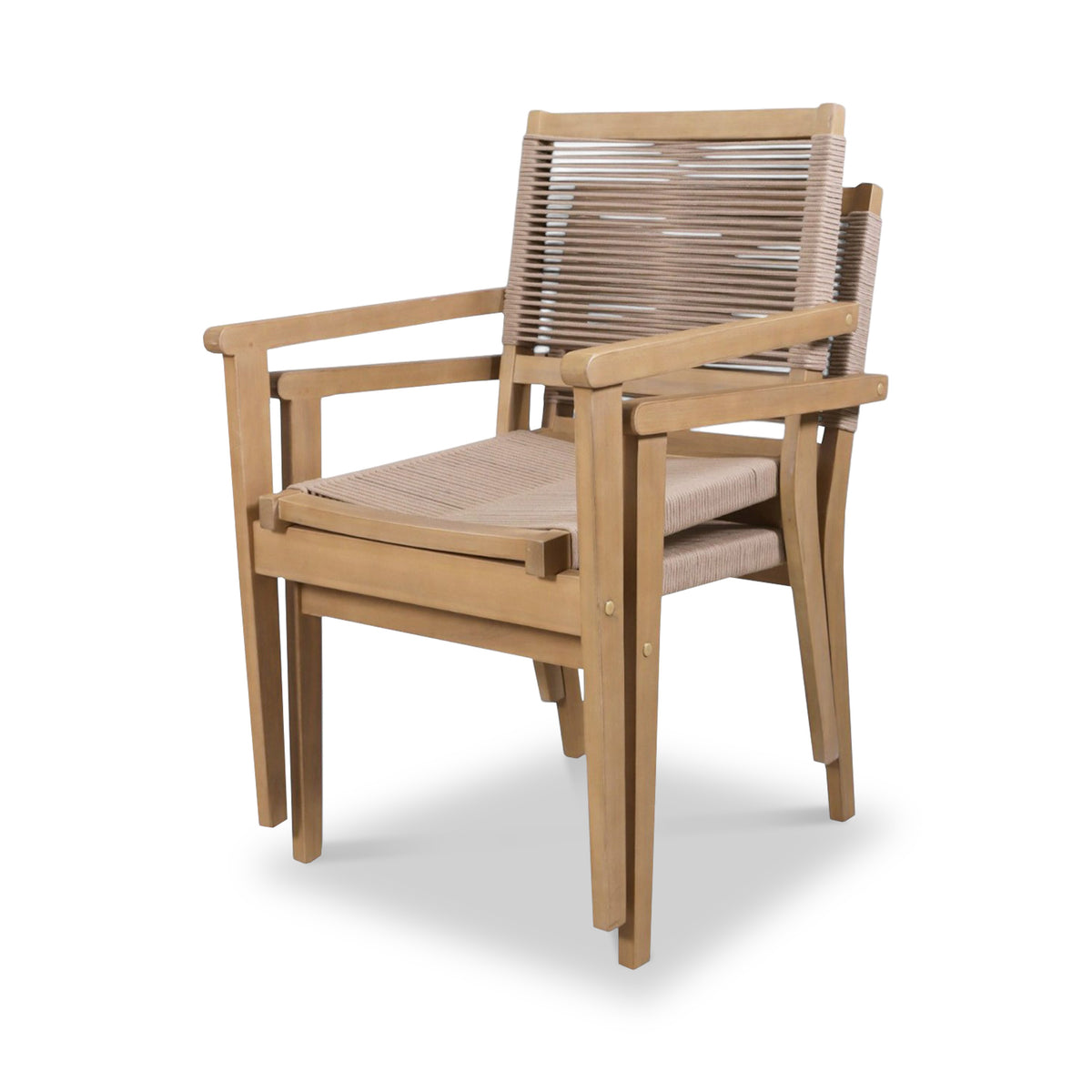 Roma 120cm Round Table 4 Roma Rope Stacking Chairs Concrete Insert from Roseland Furniture