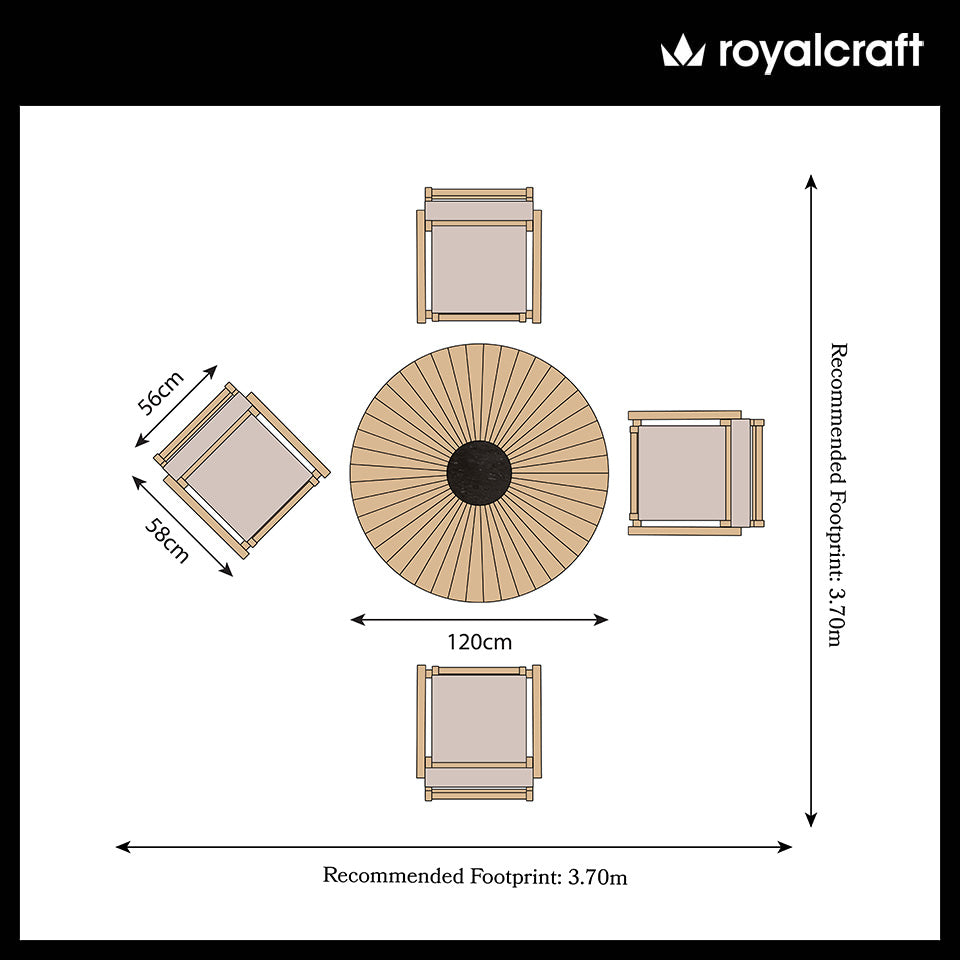 Roma 120cm Round Table 4 Roma Rope Stacking Chairs Granite Insert from Roseland Furniture