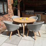 FSC 1 Roma 120cm Round Table w 4 Sol Dining Chairs Concrete Insert from Roseland Furniture