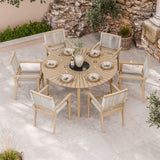 FSC 1 Roma 150cm Round Table w 6 Roma Rope Stacking Chairs Granite Insert from Roseland Furniture