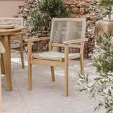 FSC 1 Roma 150cm Round Table w 6 Roma Rope Stacking Chairs Granite Insert from Roseland Furniture