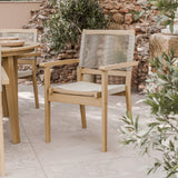 FSC 1 Roma 150cm Round Table w 6 Roma Rope Stacking Chairs Concrete Insert from Roseland Furniture