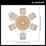 FSC 1 Roma 150cm Round Table w 6 Roma Rope Stacking Chairs Concrete Insert from Roseland Furniture